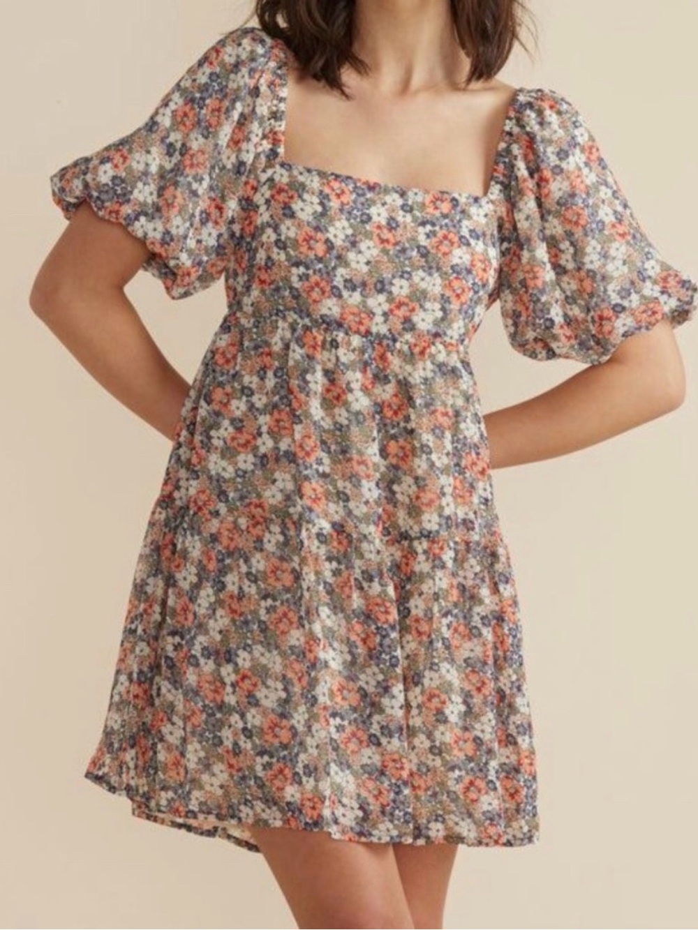 MINKPINK On/Off Shoulder Floral Mini Dress Multi Color Women’s Sz M